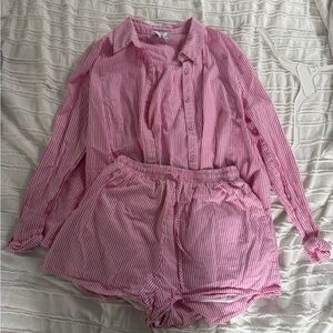 Princess Polly Pink Striped Pajama/ beach coverup Set